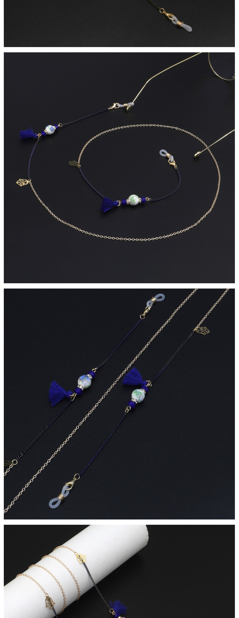  Blue Ceramic Fringed Beads Chain,Sunglasses Chain