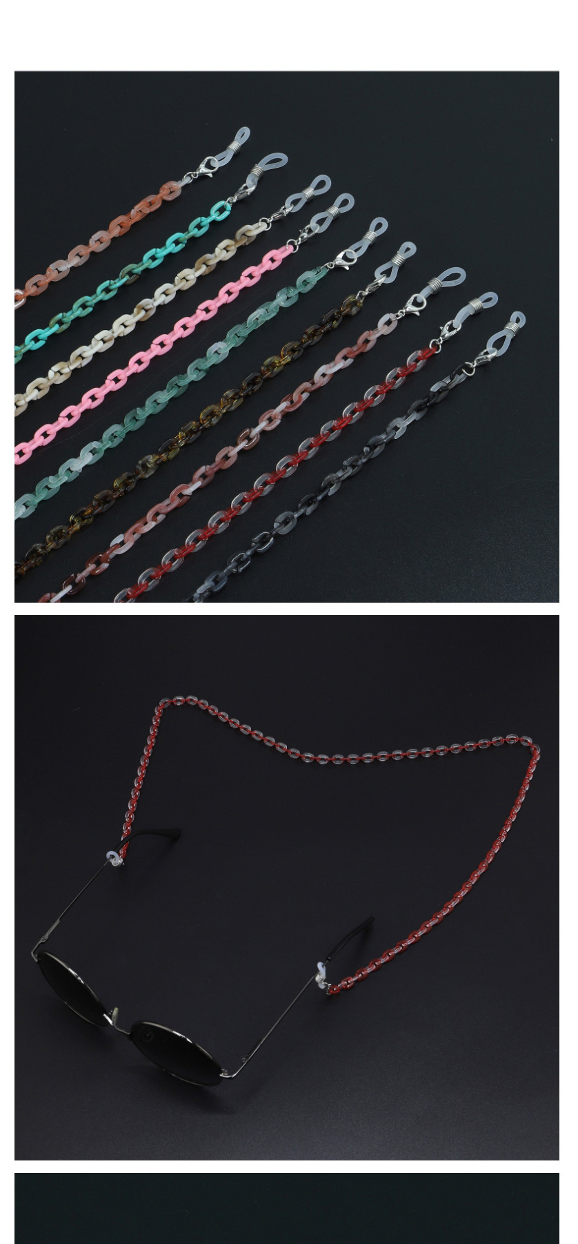  Transparent Plus Red Acrylic Leopard Fine Chain Glasses Chain,Sunglasses Chain
