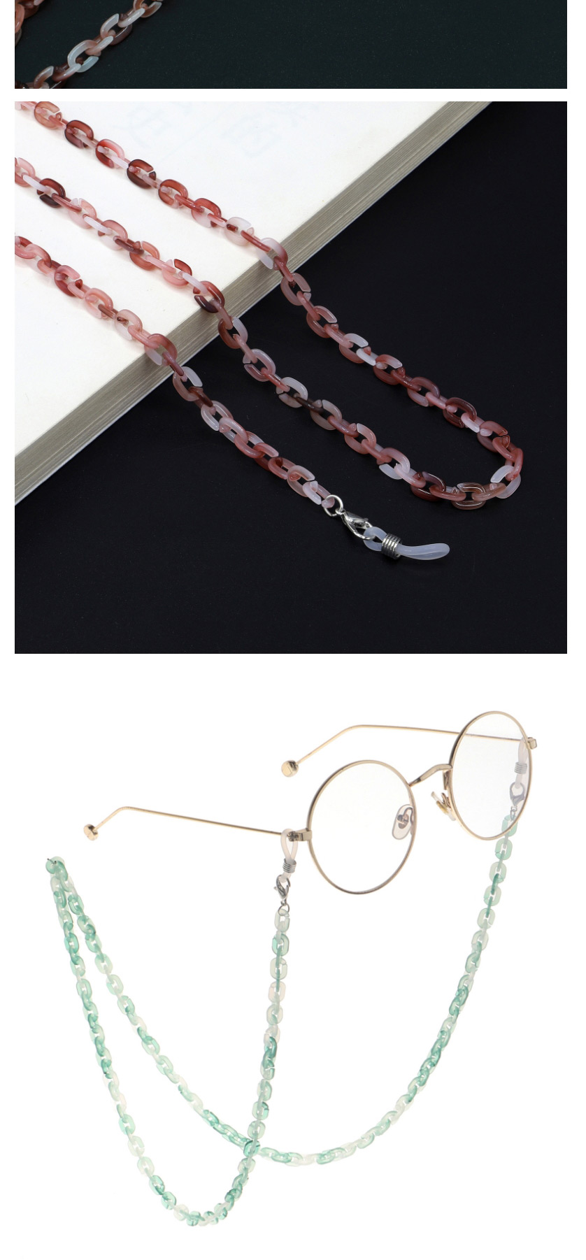  Gradient Wine Red Acrylic Leopard Fine Chain Glasses Chain,Sunglasses Chain