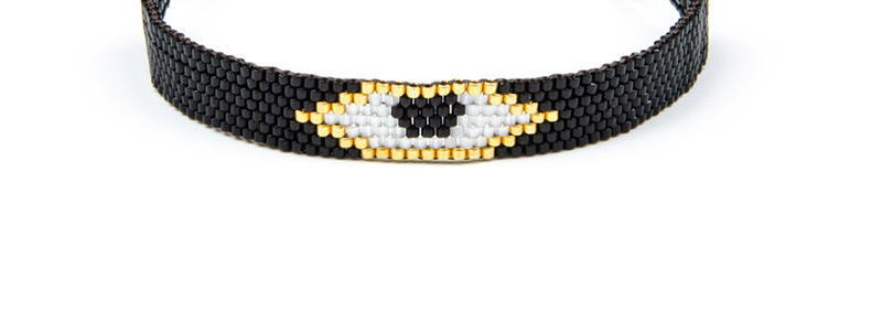 Fashion Black Rice Beads Woven Heart-shaped Eye Crystal Bracelet,Beaded Bracelet