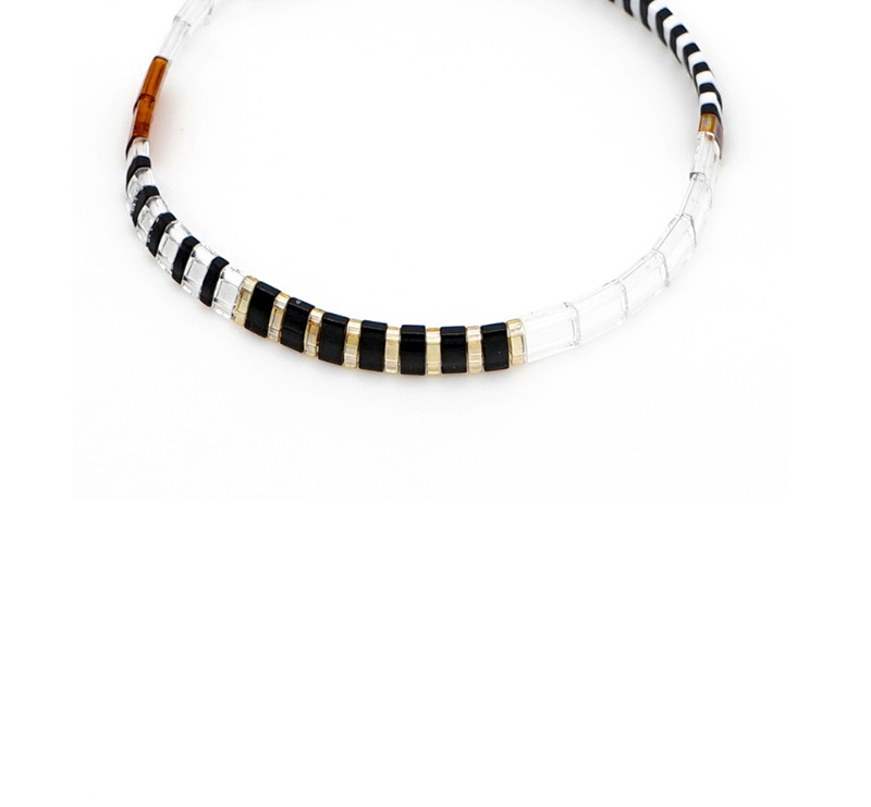  White + Black Rice Beads Woven Beaded Bracelet,Beaded Bracelet