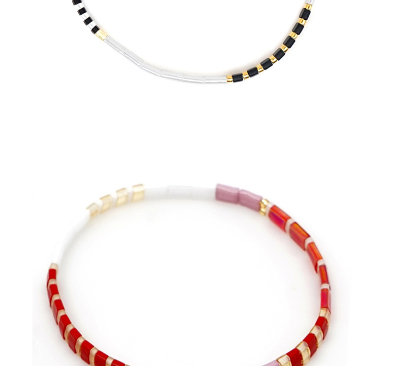  White + Black Rice Beads Woven Beaded Bracelet,Beaded Bracelet