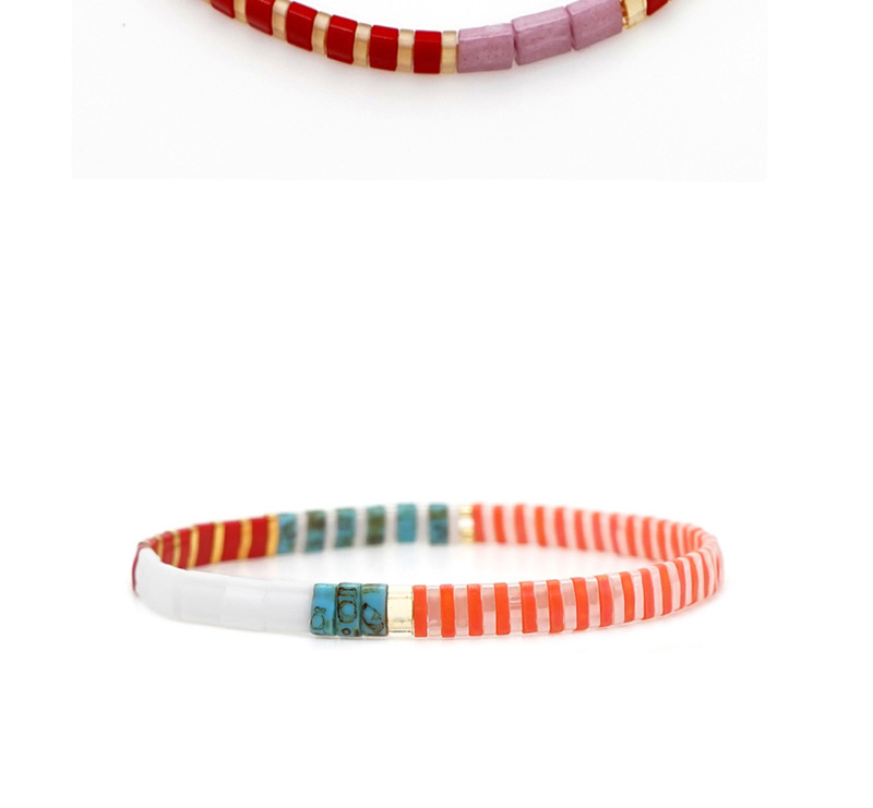  White + Pink Rice Beads Woven Beaded Bracelet,Beaded Bracelet