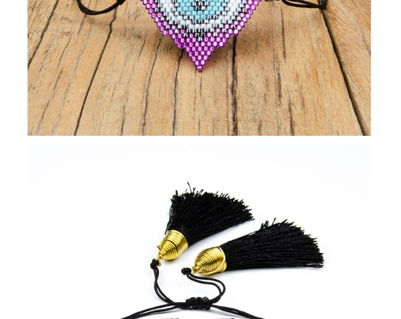  Purple Rice Beads Woven Eye Heart Bracelet,Beaded Bracelet