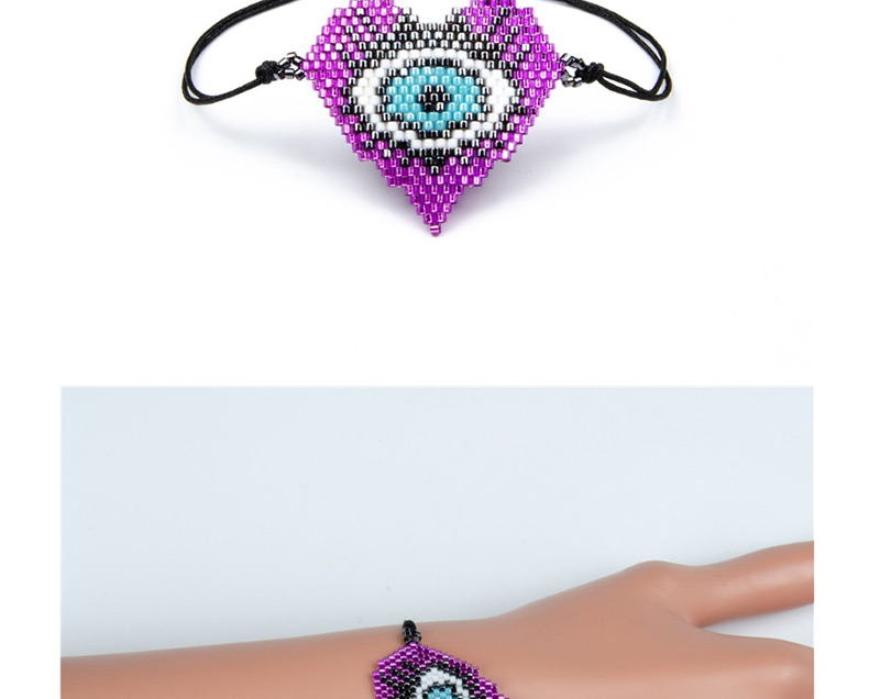  Purple Rice Beads Woven Eye Heart Bracelet,Beaded Bracelet