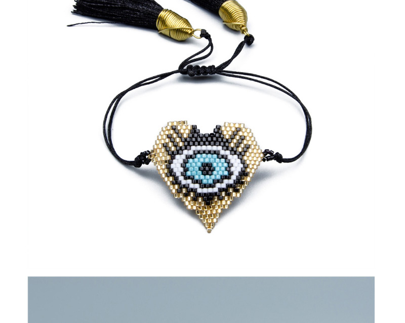  Gold Rice Beads Woven Eye Heart Bracelet,Beaded Bracelet