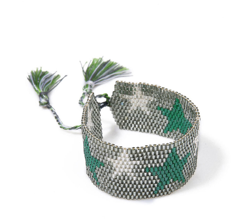  Gray Tasseled Beads Woven Bracelet,Beaded Bracelet