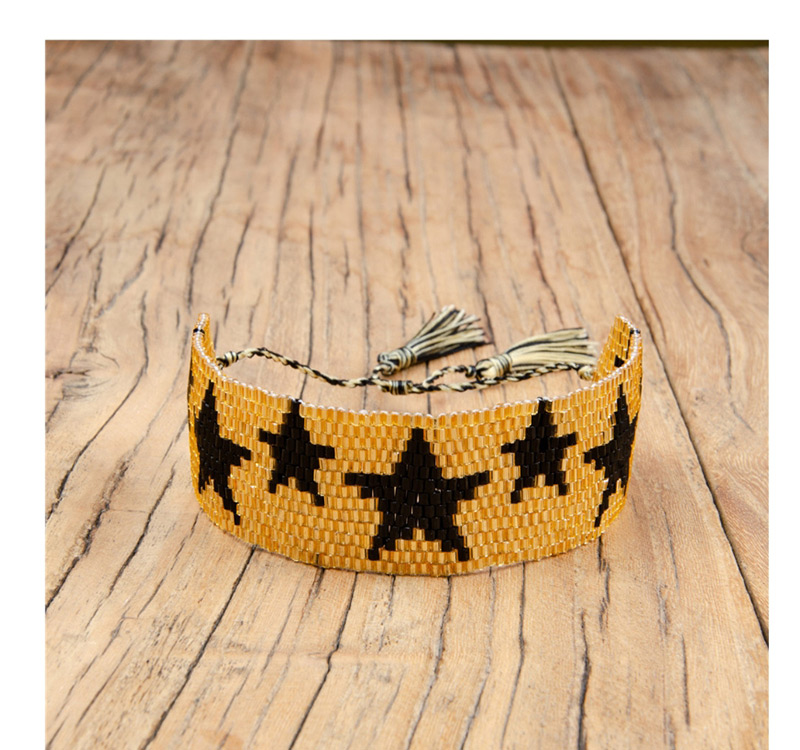  Yellow + Black Tasseled Beads Woven Bracelet,Beaded Bracelet