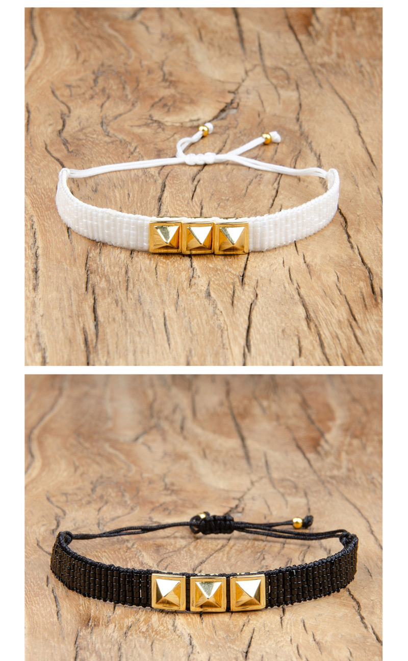  Yellow Electroplated Rivet Beaded Woven Bracelet,Beaded Bracelet