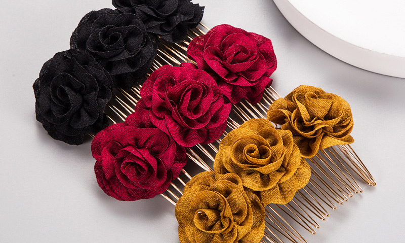  Ginger Yellow Rose Hair Comb,Hairpins