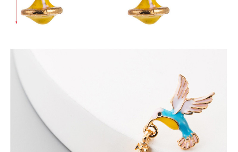  Yellow Hummingbird Alloy Drop Earrings,Drop Earrings