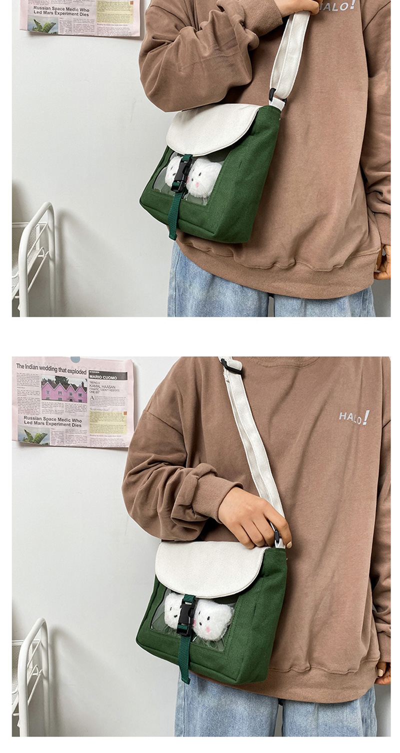  Green Without Pendant Transparent Bear Doll Canvas Slung Shoulder Bag,Shoulder bags