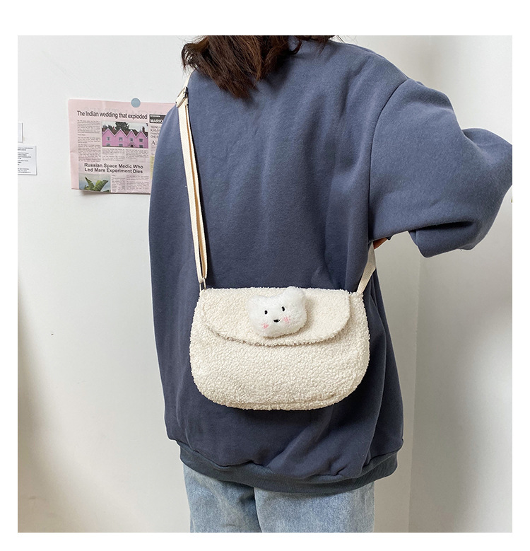  White Blush Bear Doll Shoulder Bag,Shoulder bags