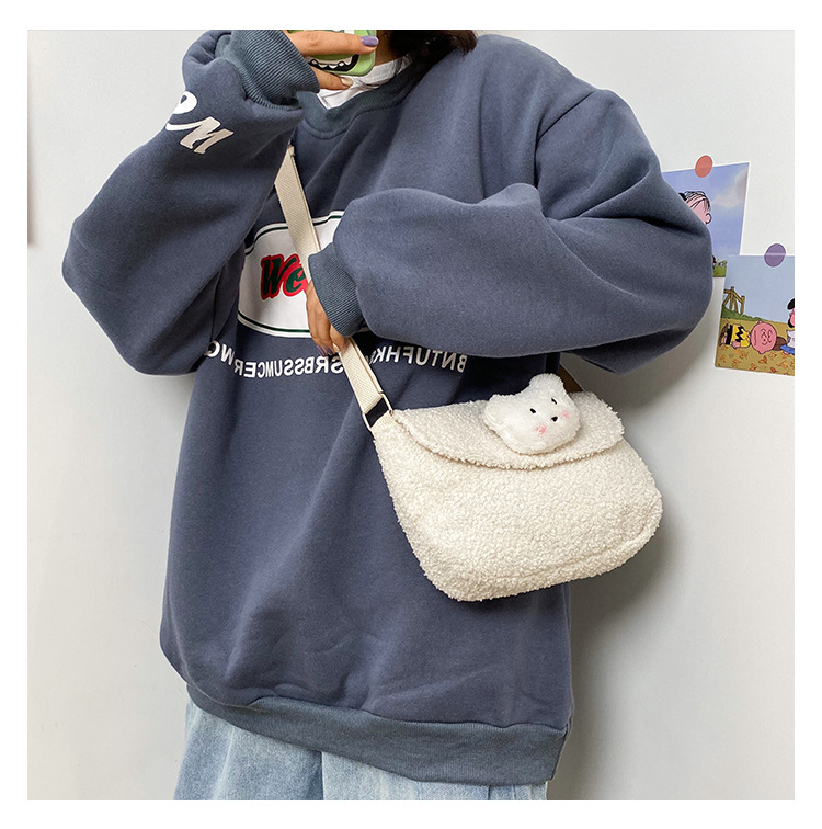  White Blush Bear Doll Shoulder Bag,Shoulder bags