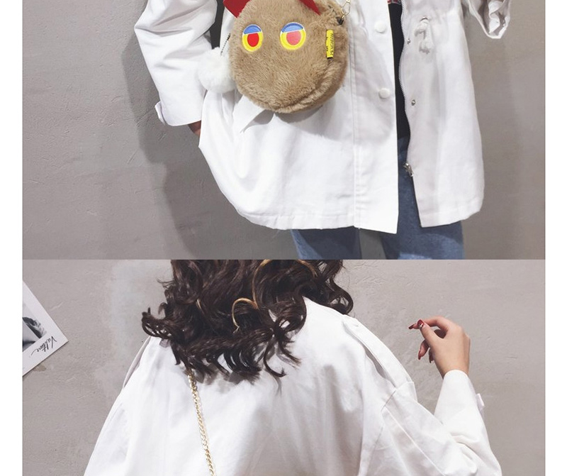  Pink Contrast Embroidered Cat Hair Ball Shoulder Bag,Shoulder bags