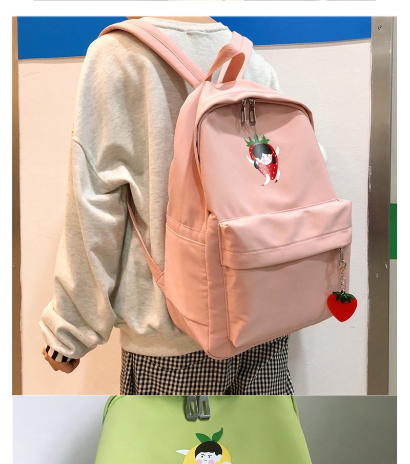  Pink Cartoon Fruit Print Backpack,Backpack