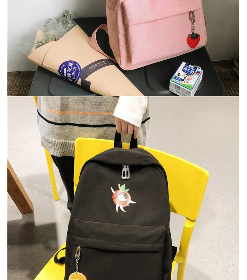  Pink Cartoon Fruit Print Backpack,Backpack
