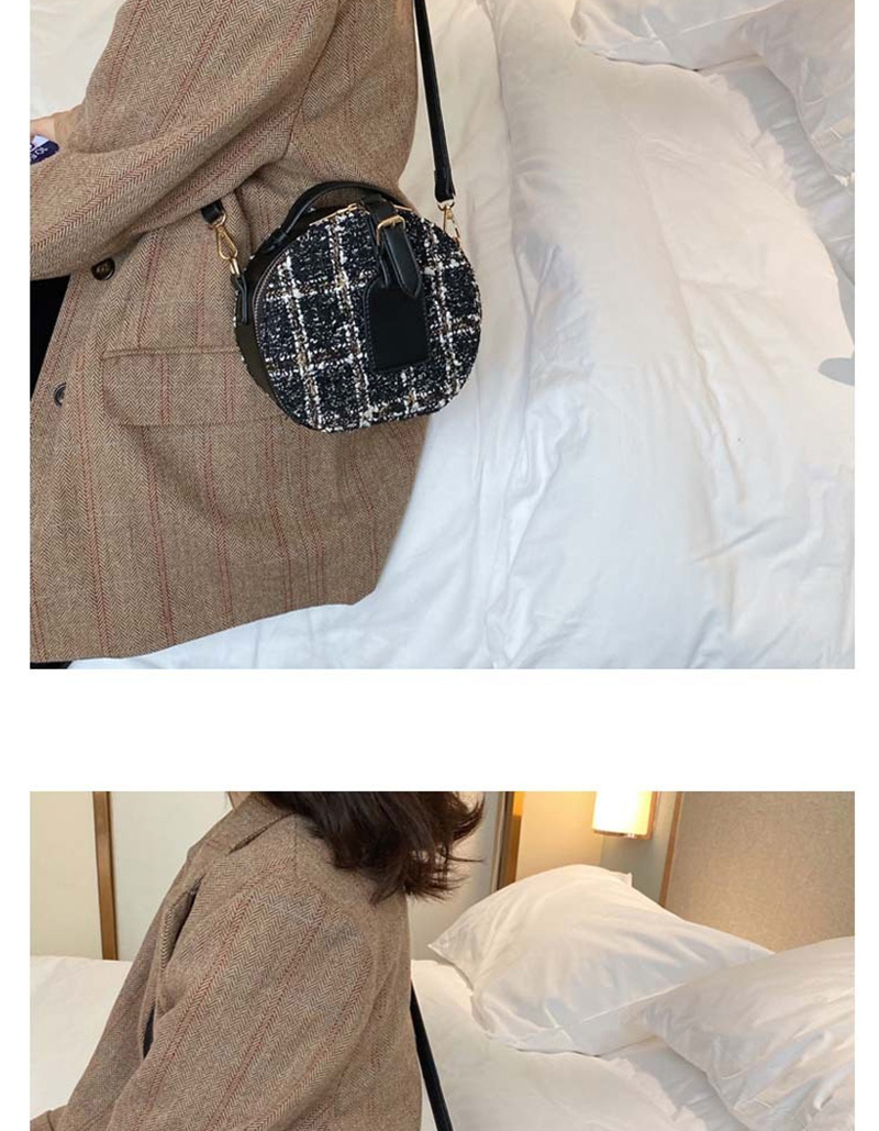 Oblique Khaki Woolen Portable Contrast Shoulder Crossbody Bag,Handbags