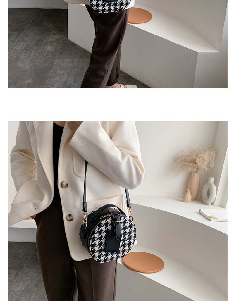  Oblique Black Woolen Portable Contrast Shoulder Crossbody Bag,Handbags