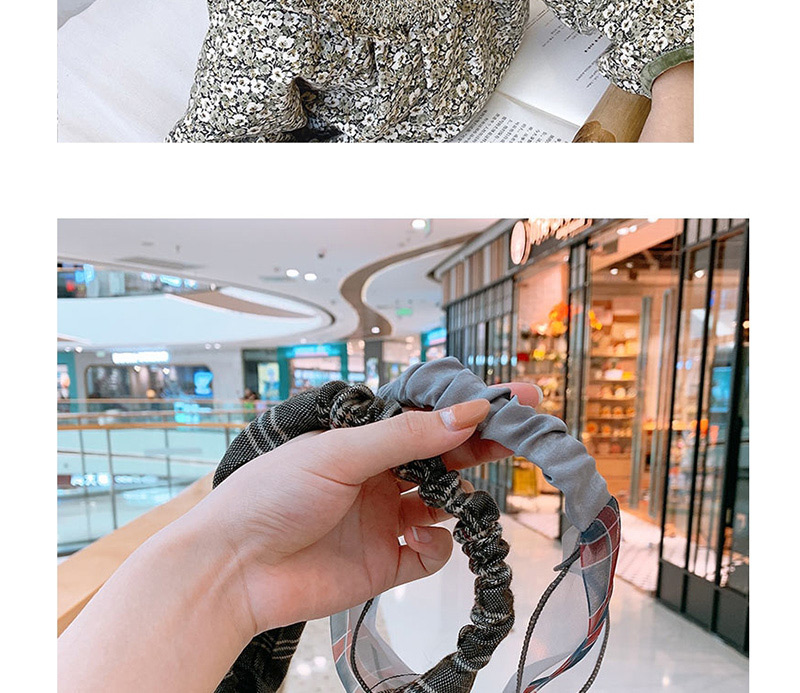  Bow Mesh Is About 42cm In Circumference Plaid Contrast Hair Band  Cloth,Hair Ribbons
