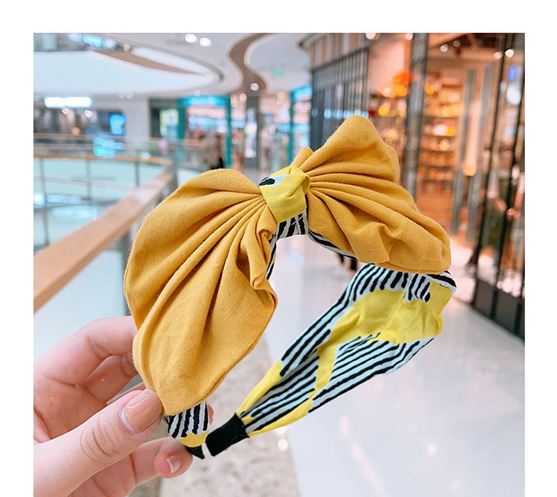  Comfortable Yellow Wide-brimmed Bow Headband  Cloth,Head Band