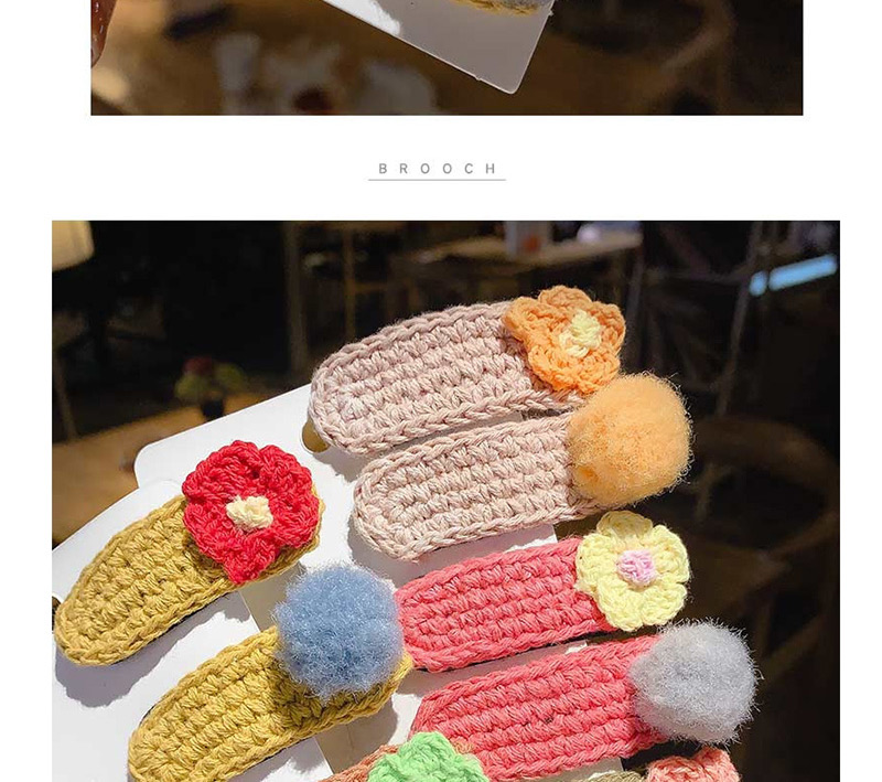  Pink Colored Hair Ball Hair Clip Knitted Woolen Hairpin  Alloy,Hairpins
