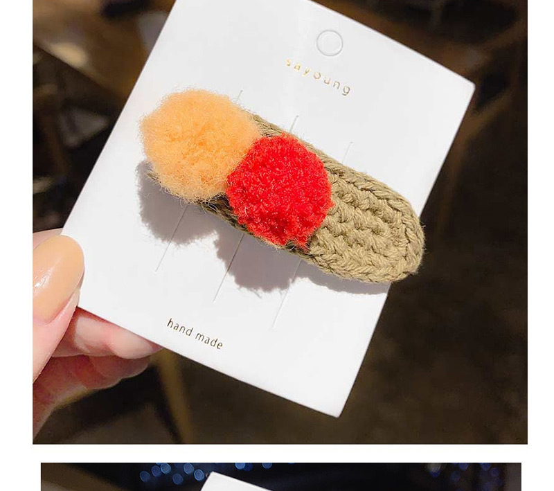  Orange Colored Hair Ball Hair Clip Knitted Woolen Hairpin  Alloy,Hairpins