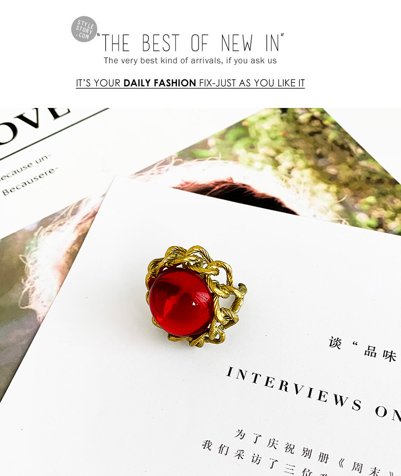 Fashion Red Alloy Chain Resin Open Ring,Fashion Rings
