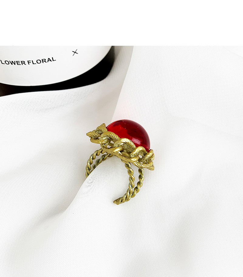 Fashion Red Alloy Chain Resin Open Ring,Fashion Rings