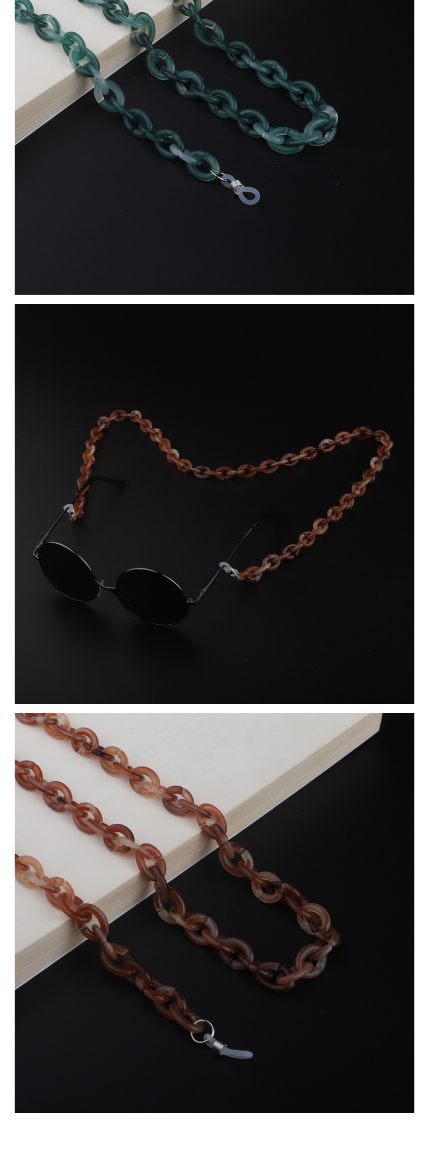  Dark Gray Acrylic Leopard Double Color Glasses Chain,Sunglasses Chain