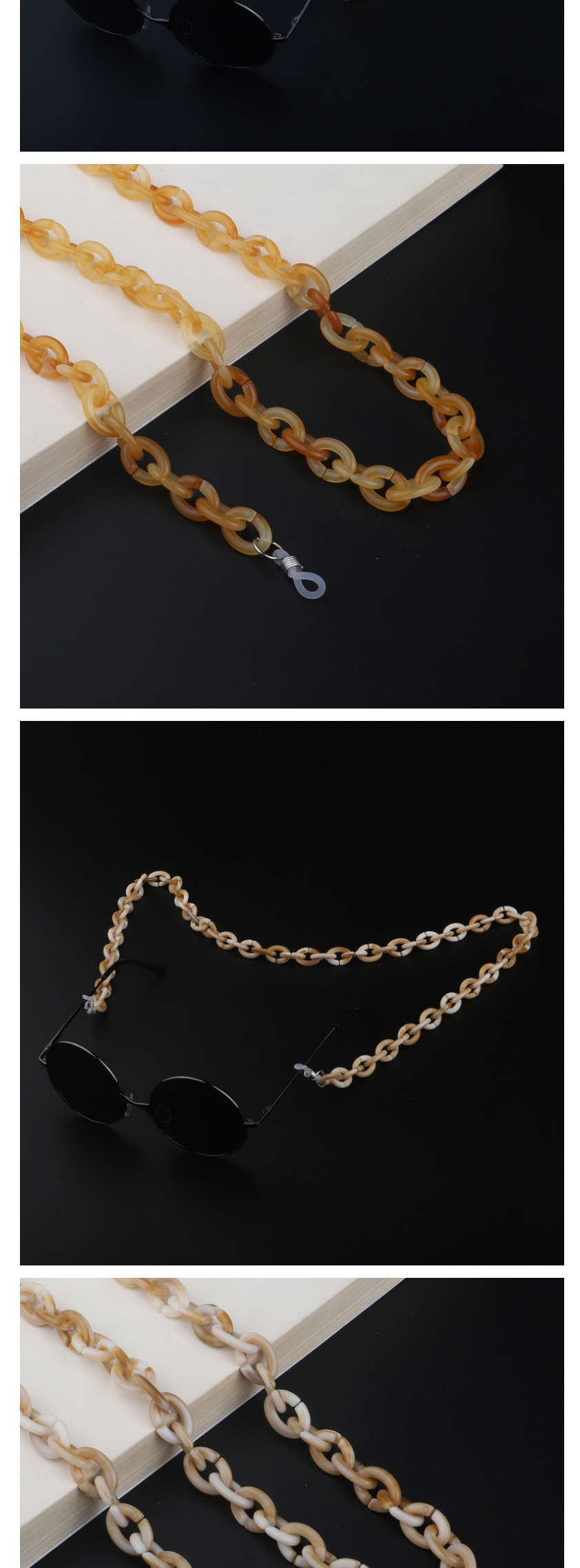  Brown Acrylic Leopard Double Color Glasses Chain,Sunglasses Chain