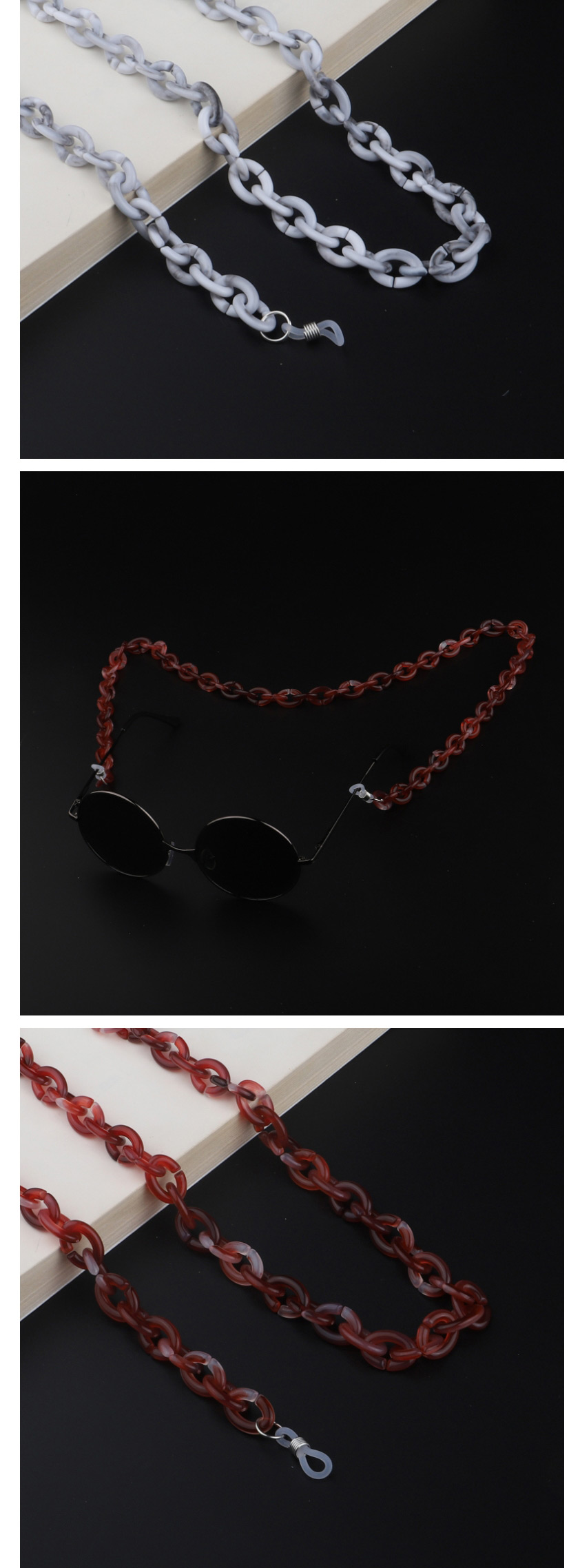  Dark Gray Acrylic Leopard Double Color Glasses Chain,Sunglasses Chain