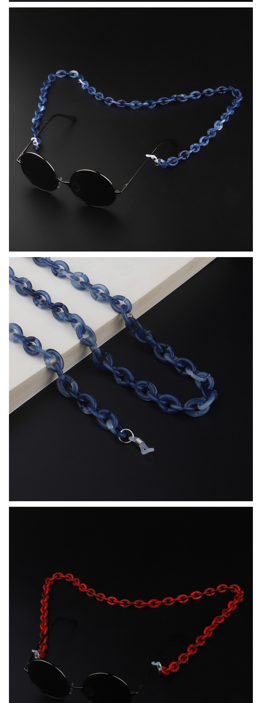  Blue Acrylic Leopard Double Color Glasses Chain,Sunglasses Chain