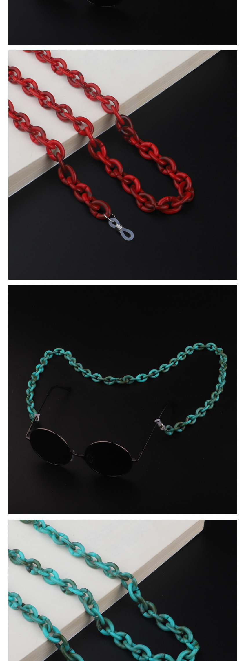  Lake Green Acrylic Leopard Double Color Glasses Chain,Sunglasses Chain
