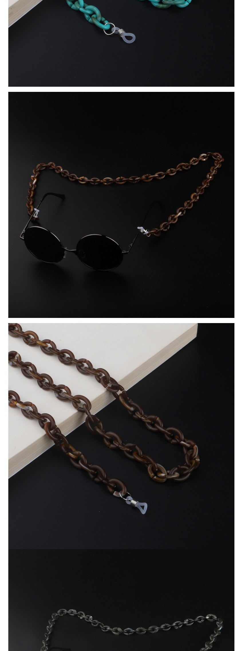  Transparent Gray Acrylic Leopard Double Color Glasses Chain,Sunglasses Chain