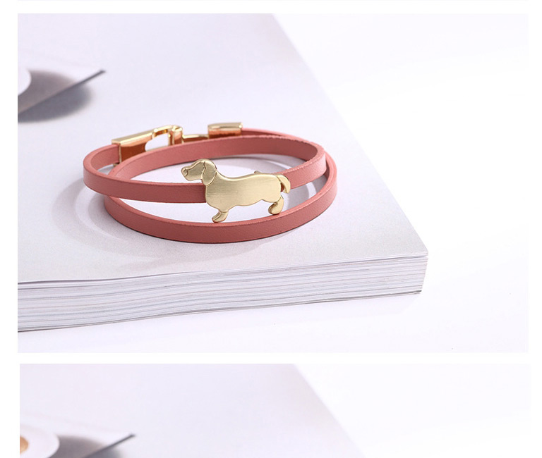 Fashion Pink Leather Alloy Puppy Bracelet,Fashion Bracelets