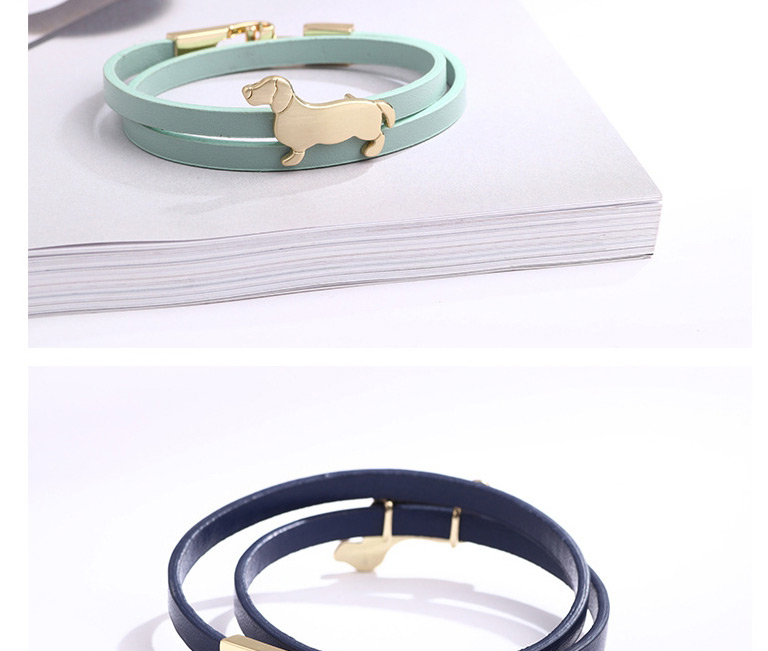 Fashion Green Leather Alloy Puppy Bracelet,Fashion Bracelets