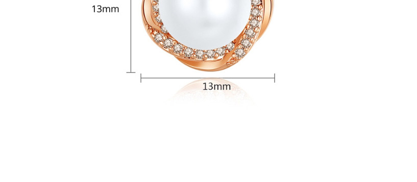 Fashion Rose Gold Pearl Copper Inlaid Zirconium  Silver Needle Earrings,Earrings