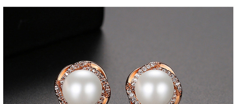 Fashion Platinum Pearl Copper Inlaid Zirconium  Silver Needle Earrings,Earrings