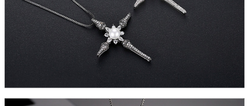 Fashion Gun Black Cross Pearl Necklace,Necklaces