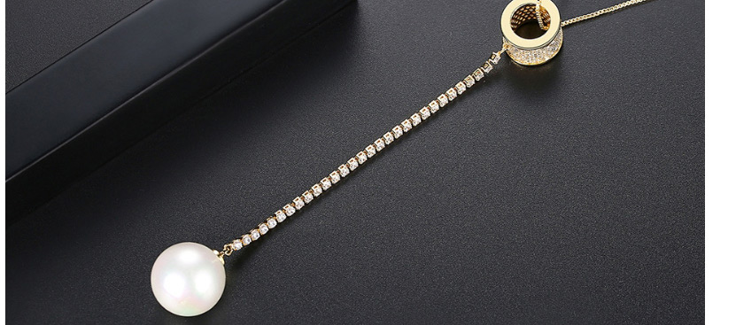 Fashion Platinum Pearl Copper Inlay Zircon Necklace,Necklaces
