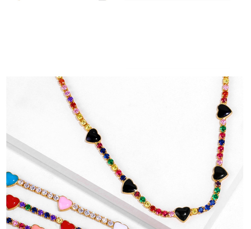 Fashion Painted Black Full Diamond Love Necklace,Necklaces