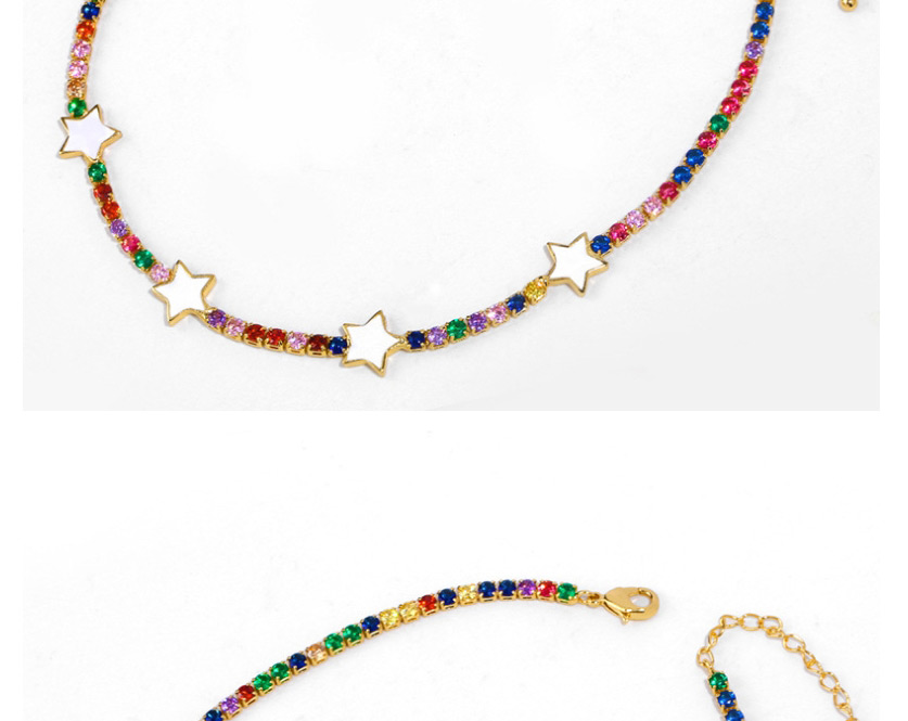 Fashion Color Drip Oil Five-pointed Star Set With Colored Diamond Necklace,Necklaces