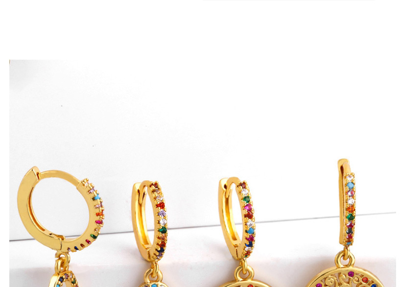 Fashion Palm Gold Micro-set Color Zircon Earrings,Earrings