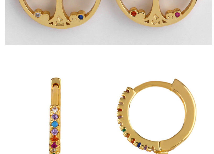 Fashion Palm Gold Micro-set Color Zircon Earrings,Earrings