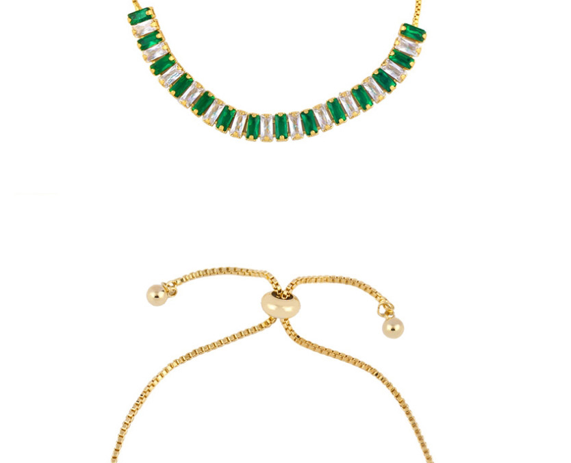 Fashion Green Copper Plated Inlaid Colored Zircon Bracelet,Bracelets