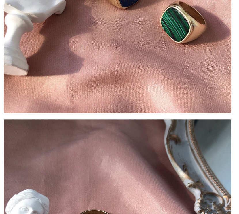 Fashion Grey Long Ring Square Glossy Lapis Lazuli Brass Ring,Fashion Rings
