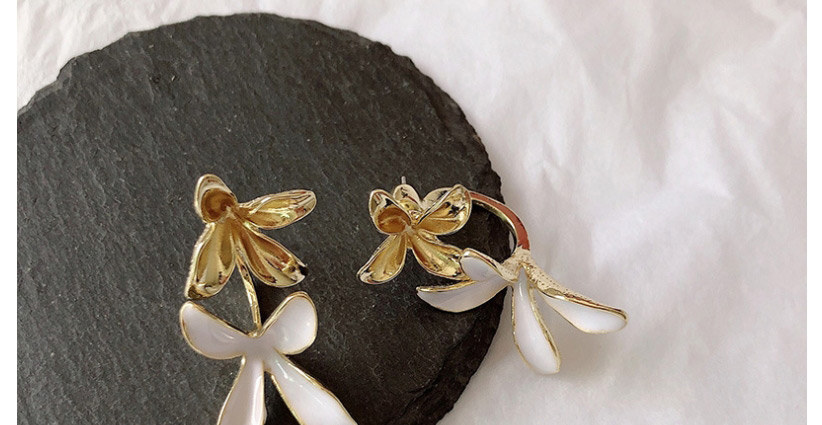 Fashion White Stitching Flower  Silver Needle Earrings,Stud Earrings