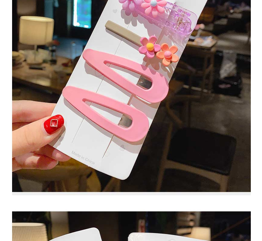  Pink / 4 Piece Set Flower Hair Clip  Alloy,Hairpins