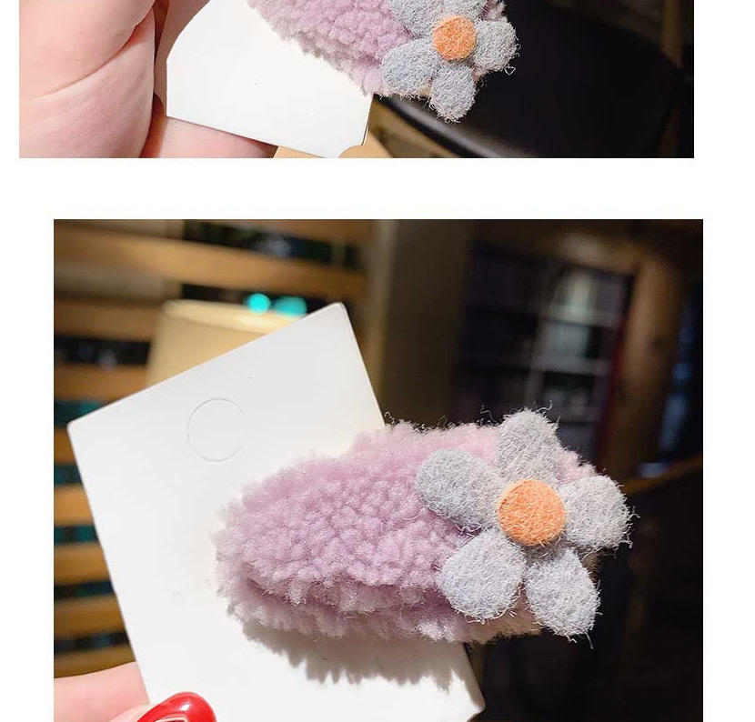  Purple Lamb Hair Flower Hair Clip  Alloy,Hairpins
